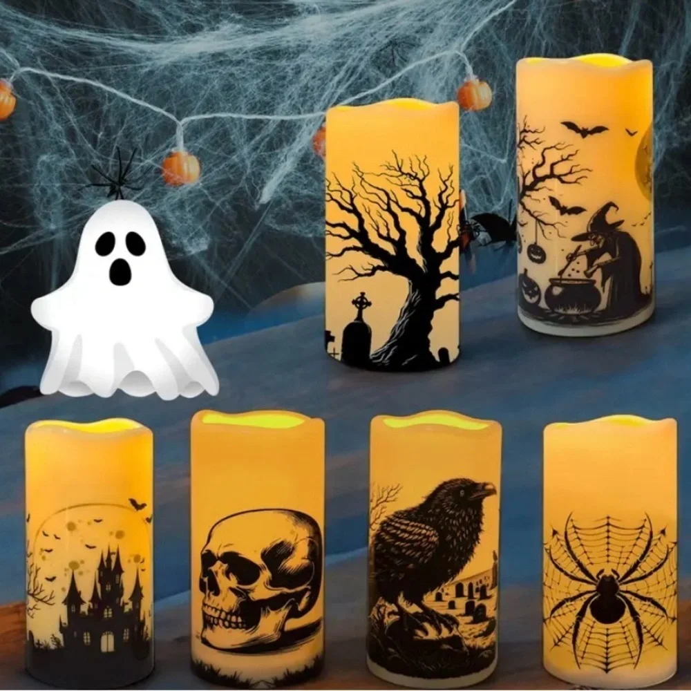 Halloween LED Flameless Candles Set - Black and Yellow